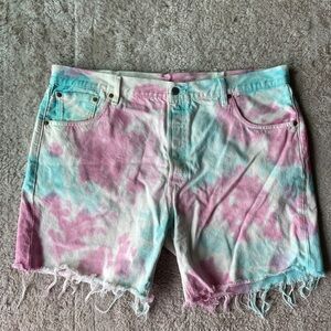 Levi’s 501 ‘93 Pride Faded Rainbow Tie Dye Denim Shorts